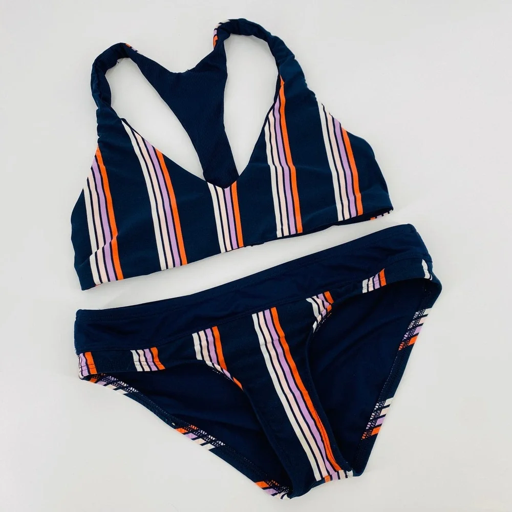 Carve Designs Bikini Swimsuit Women S Navy Striped Racerback Two Piece